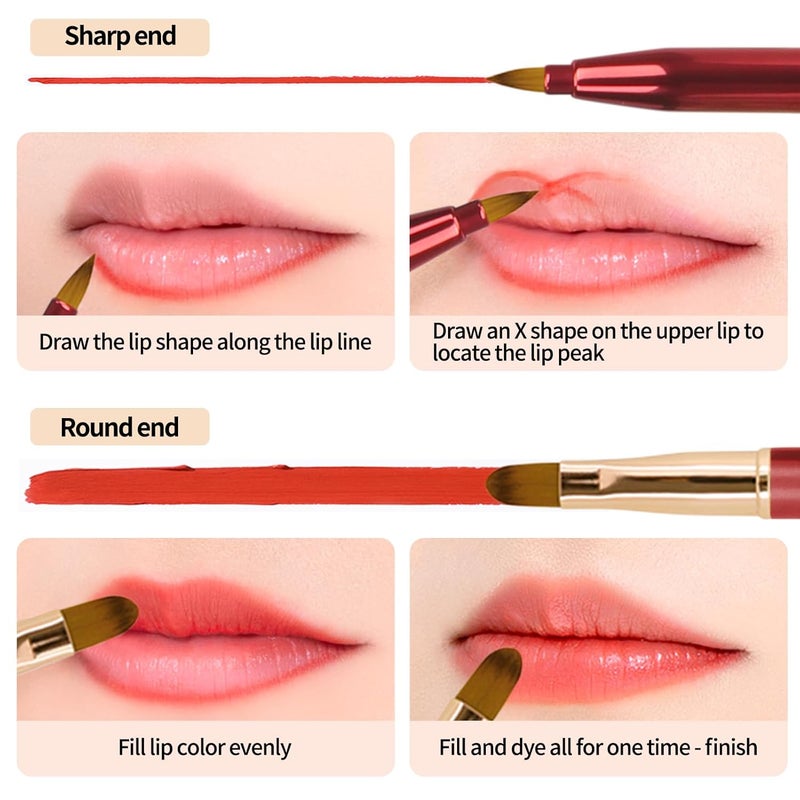 Unaone [2 Pack] Lip Brush for Lipstick, Retractable Lip Brushes, Dual-ended Makeup Brush for Lipstick Lip Gloss, Include Lid - Image 4